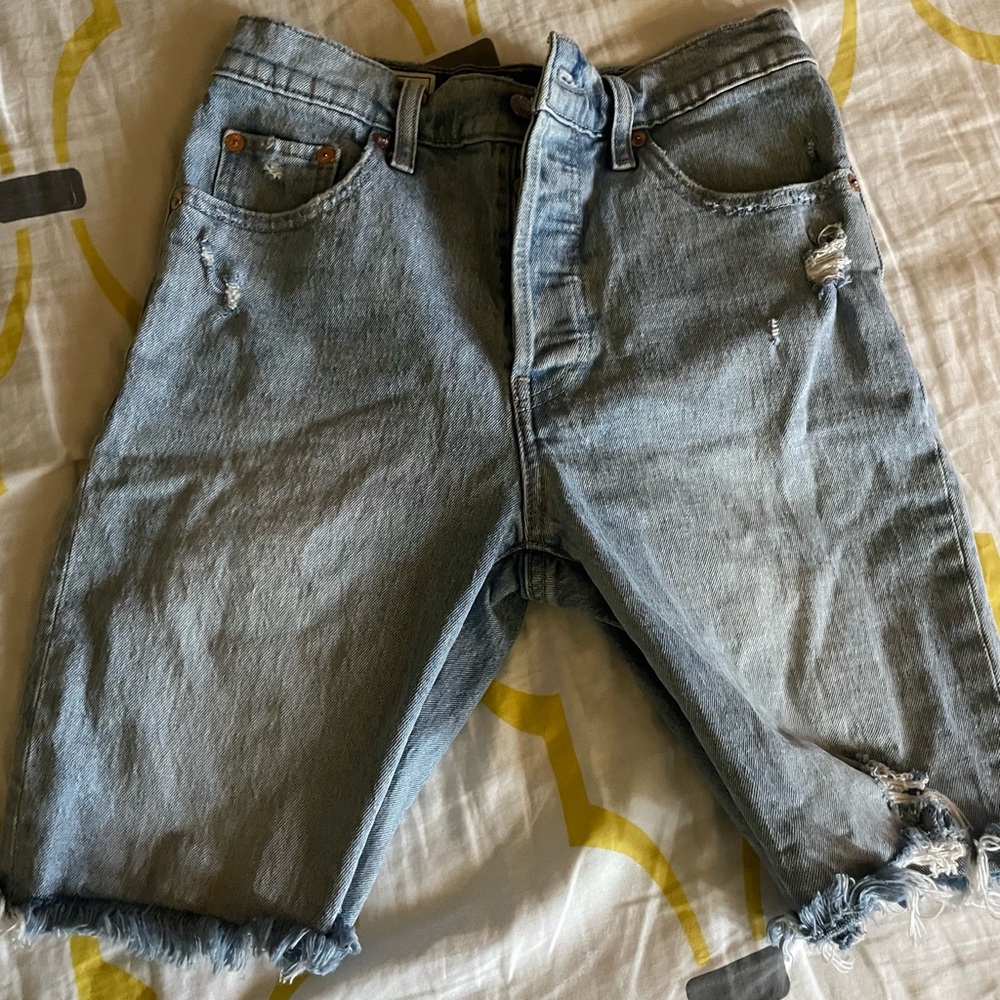 Distressed Denim Shorts